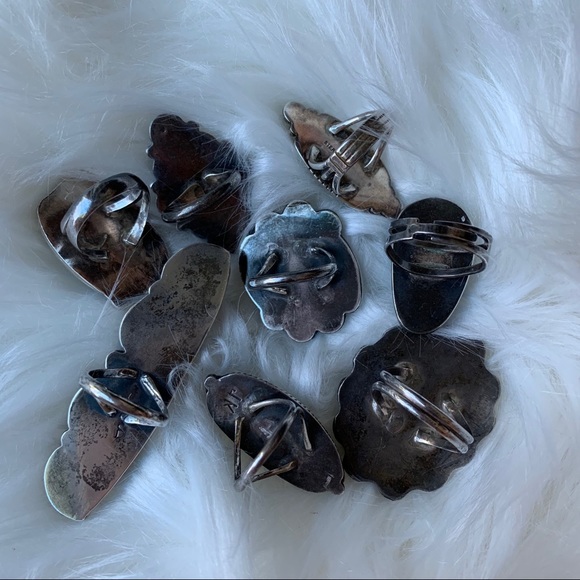 Stunning Rare SS & Green Turquoise Boho Ring Sz4.5 - Picture 4 of 4